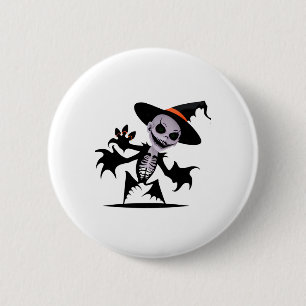 Ghost Devil in Halloween Sticker Button