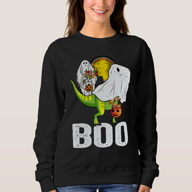 Ghost Dinosaur rex  Boo Halloween Boys Men Pumpkin Sweatshirt (Vorderseite)