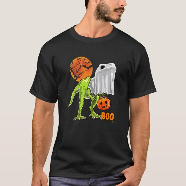 Ghost Dinosaur rex  Boo Halloween Pumpkin Boys Kid T-Shirt (Vorderseite)