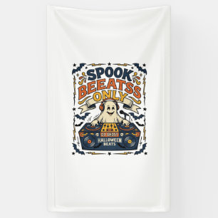 Ghost DJ Spooky Beats Vintage Gravur Halloween  Banner
