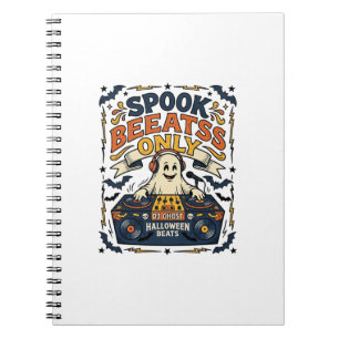 Ghost DJ Spooky Beats Vintage Gravur Halloween  Notizblock