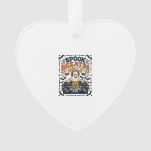 Ghost DJ Spooky Beats Vintage Gravur Halloween Ornament