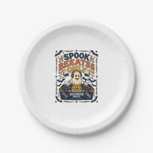 Ghost DJ Spooky Beats Vintage Gravur Halloween  Pappteller