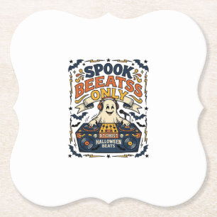 Ghost DJ Spooky Beats Vintage Gravur Halloween  Untersetzer