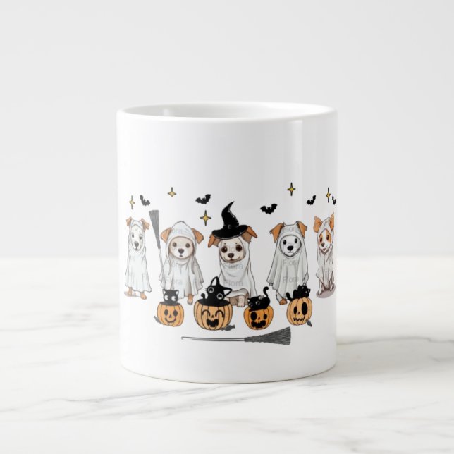 Ghost Dog Black Cat Pumpkin Halloween Jumbo-Tasse (Vorderseite)