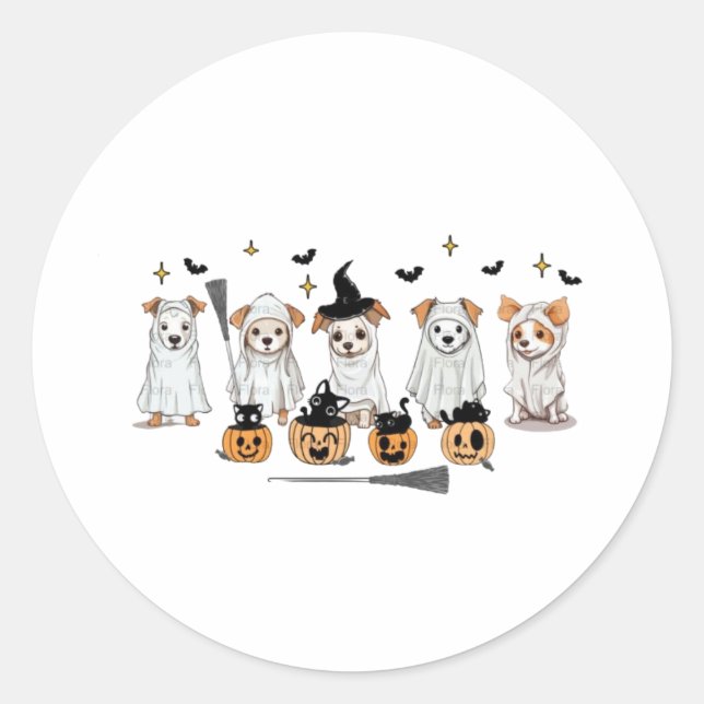 Ghost Dog Black Cat Pumpkin Halloween Sticker (Vorderseite)