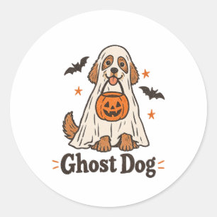 Ghost Dog Halloween-Aufkleber Halloween-Hundemut Runder Aufkleber