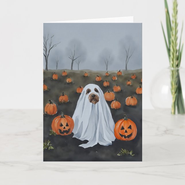 Ghost Dog Watercolor Halloween Karte (Vorderseite)