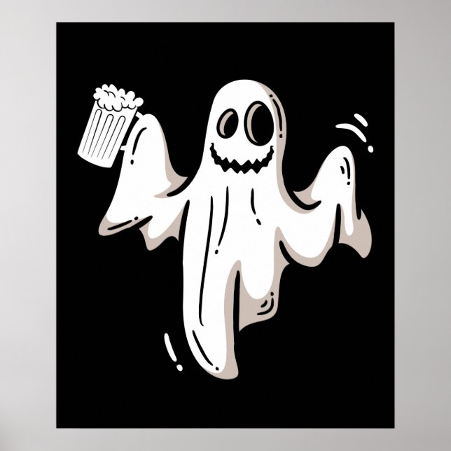 Ghost Drink Beer Funny Halloween Poster (Vorne)