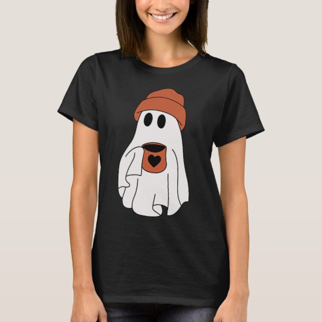 Ghost Drink-Kaffee lustiges Halloween Kostümkostüm T-Shirt (Vorderseite)