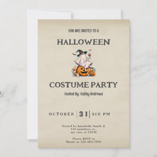 Ghost Drink Wein Niedlich Spaß Vintages Halloween Einladung