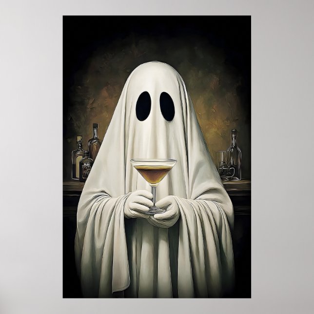 Ghost Drinking Cocktail Espresso Martini Print Poster (Vorne)