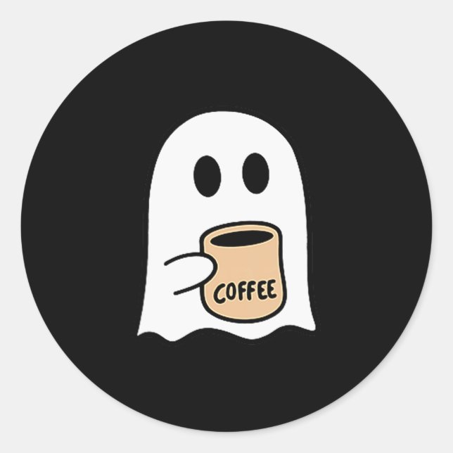 Ghost Drinking Coffee Funny Halloween Costume Coff Runder Aufkleber (Vorderseite)