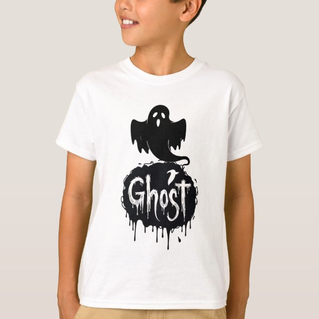 Ghost – Dunkle Horrortropftext-Kunst T-Shirt (Vorderseite)