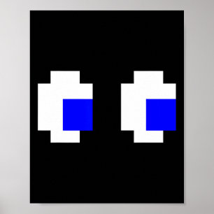 Ghost Eyes Pixel Arcade Video Game 8-Bit Matching Poster