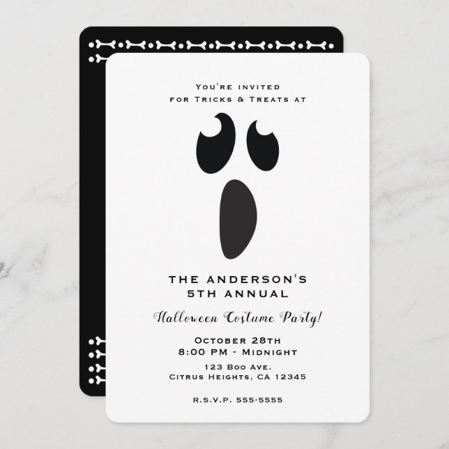 Ghost Face Halloween-Party Trick oder Treat Party Einladung (Vorne/Hinten)