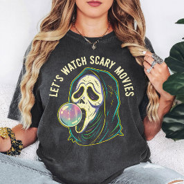 Ghost Face Lass uns Gruselfilme gucken Bubble-Gum T-Shirt