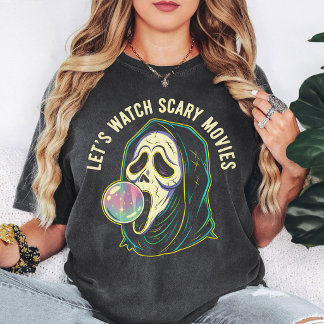 Ghost Face Lass uns Gruselfilme gucken Bubble-Gum T-Shirt