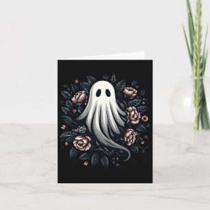 Ghost Floral Print Vintag Halloween Karte