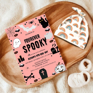 Ghost Fourever Spooky Halloween 4. Geburtstags-Par Einladung