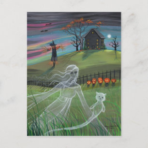 Ghost Friends Halloween Postcard Postkarte