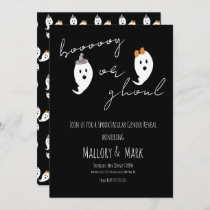 Ghost Ghoul Halloween Gender Reveal Party Black Einladung
