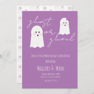 Ghost Ghoul Halloween-Party Gender Reveal Lila Einladung