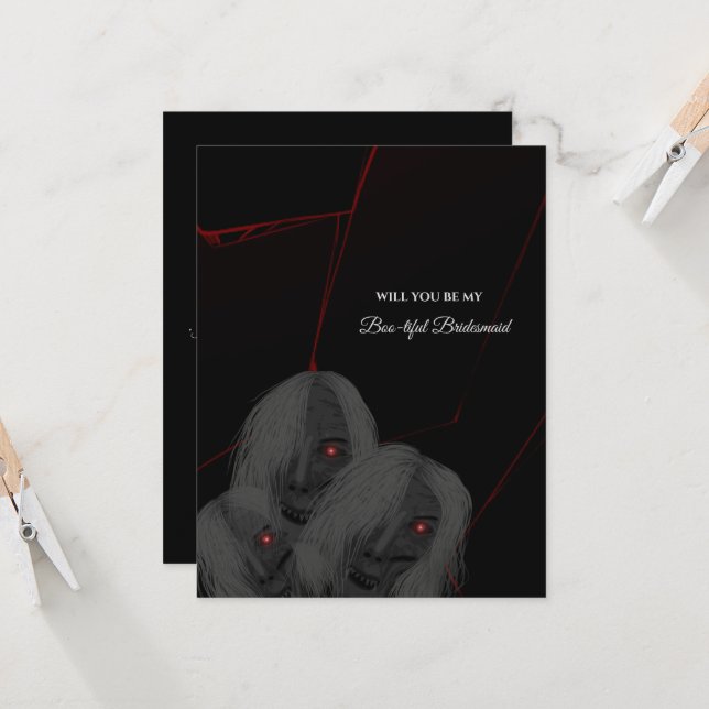 Ghost Gothic Bridesmaid or Groomsmen Proposal card Einladung (Vorderseite/Rückseite Beispiel)