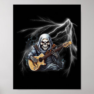 Ghost Guitar Cool Guitar Player Skeleton Hands Gui Poster