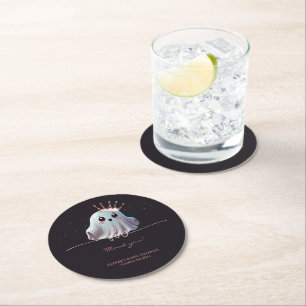 Ghost Halloween Baby Dusche Little Boo Runder Pappuntersetzer