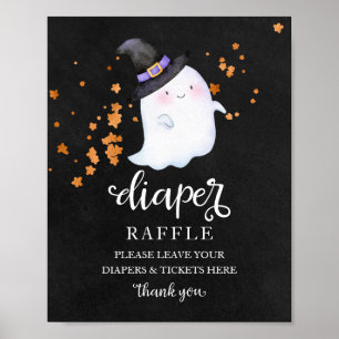 Ghost Halloween Baby Dusche Windeln Raffle-Zeichen Poster