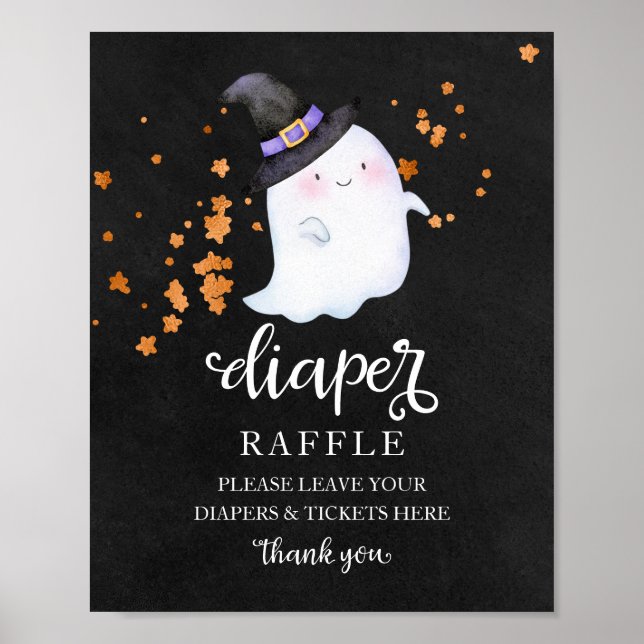 Ghost Halloween Baby Dusche Windeln Raffle-Zeichen Poster (Vorne)