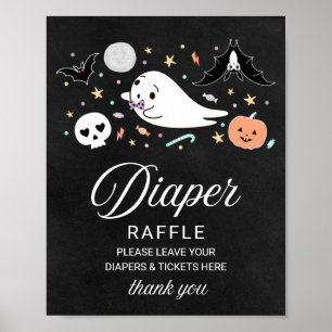 Ghost Halloween Baby Dusche Windeln Raffle-Zeichen Poster