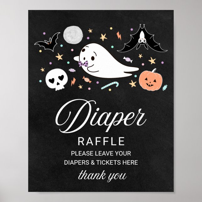 Ghost Halloween Baby Dusche Windeln Raffle-Zeichen Poster (Vorne)