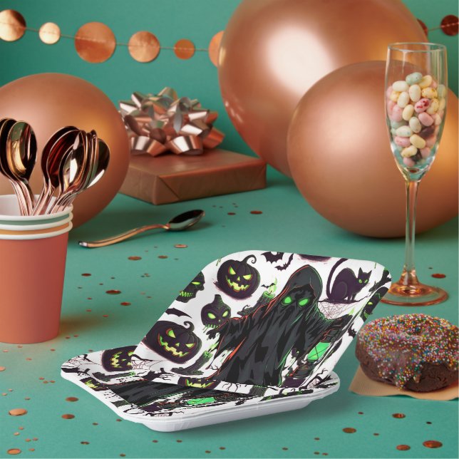 Ghost Halloween Black Pappteller (Multi)