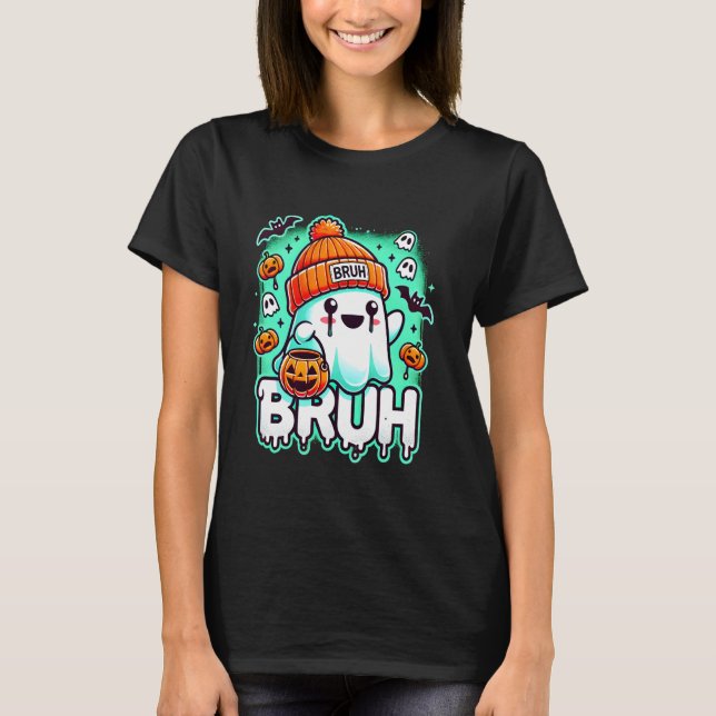 Ghost Halloween Bruh Niedlich Ghost Trick oder Tre T-Shirt (Vorderseite)