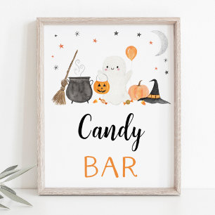 Ghost Halloween Candy Bar Party Sign Poster