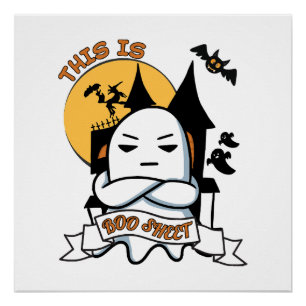 Ghost Halloween Costume Funny Boo Poster