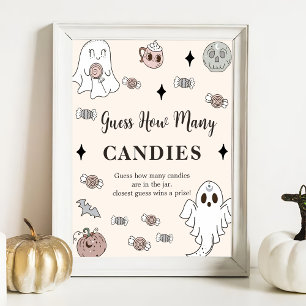 Ghost Halloween Guess Wie viele Candies Game Poste Poster