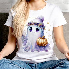 Ghost Halloween Niedlicher Lavendel Lila Bougie T-Shirt