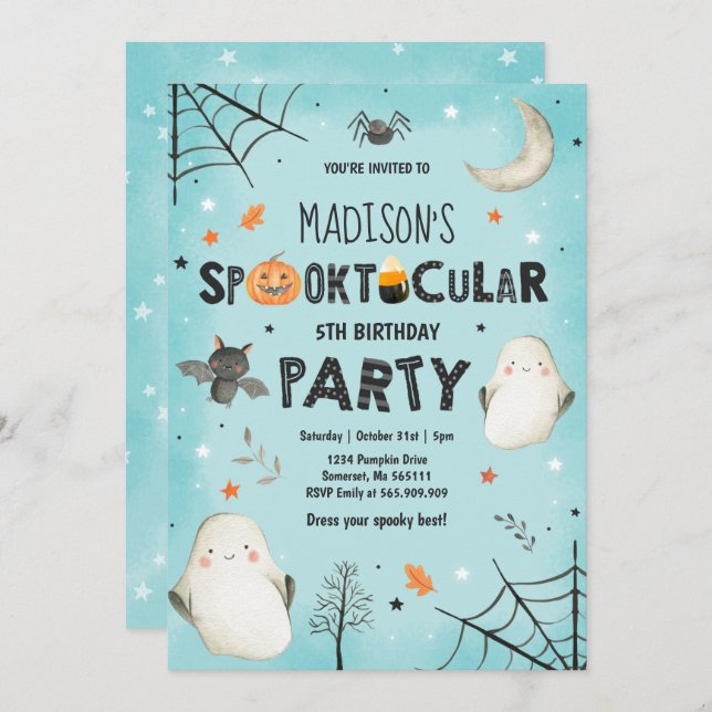 Ghost Halloween Party Spooktacular Party Einladung (Vorne/Hinten)