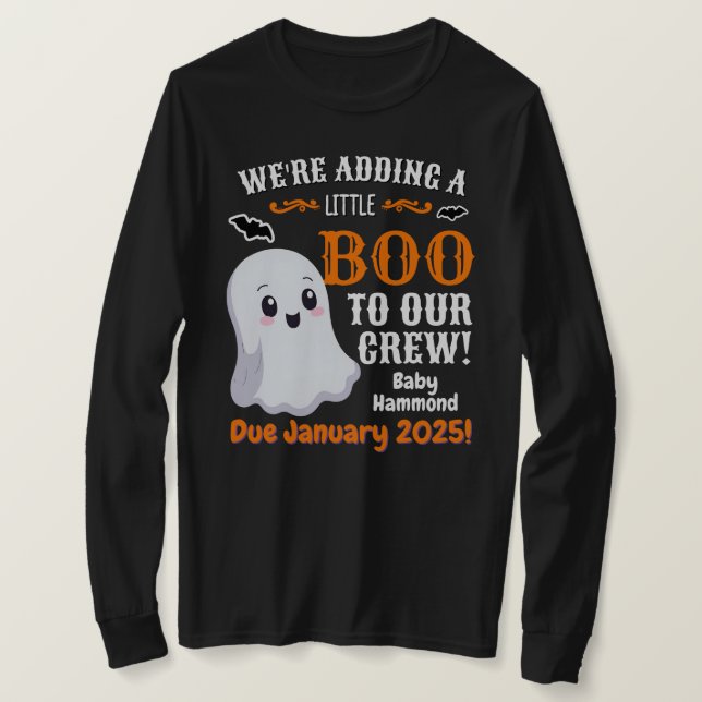 Ghost Halloween Pregnancy Ankündigung Long Sleeve T-Shirt (Design vorne)