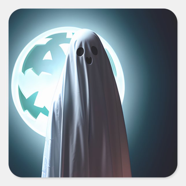 Ghost halloween quadratischer aufkleber (Vorderseite)