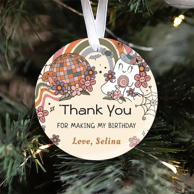 Ghost Halloween Retro Groovy Geburtstag Runder Aufkleber (Von Creator hochgeladen)