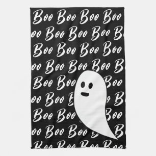 Ghost Halloween Schwarz-weiß Boom Geschirrtuch