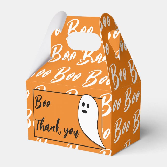 Ghost Halloween Schwarz-weiß-Orangenbob Danke Geschenkschachtel (Vorderseite)