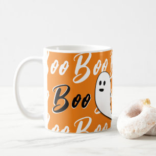 Ghost Halloween Schwarz-weiß-Orangenbob Kaffeetasse