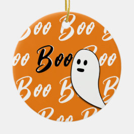 Ghost Halloween Schwarz-weiß-Orangenbob Keramik Ornament