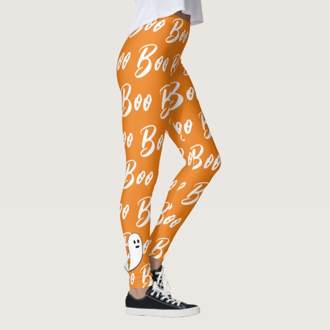 Ghost Halloween Schwarz-weiß-Orangenbob Leggings (Rechts)