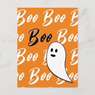 Ghost Halloween Schwarz-weiß-Orangenbob Postkarte
